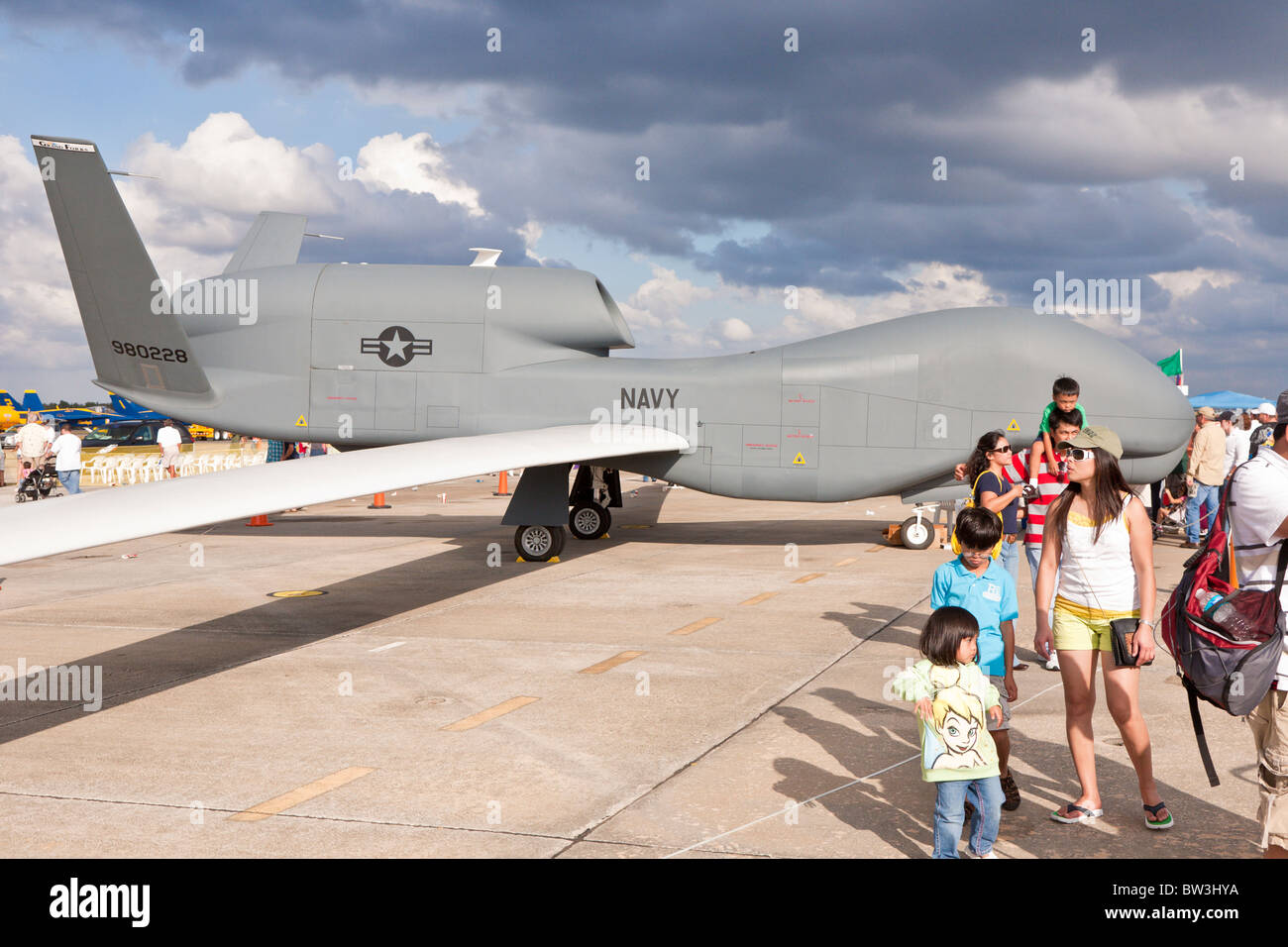 Northrop Grumman RQ-4 Global Hawk Unmanned Aerial Vehicle (UAV) at air show at NAS Jacksonville, Florida Stock Photo