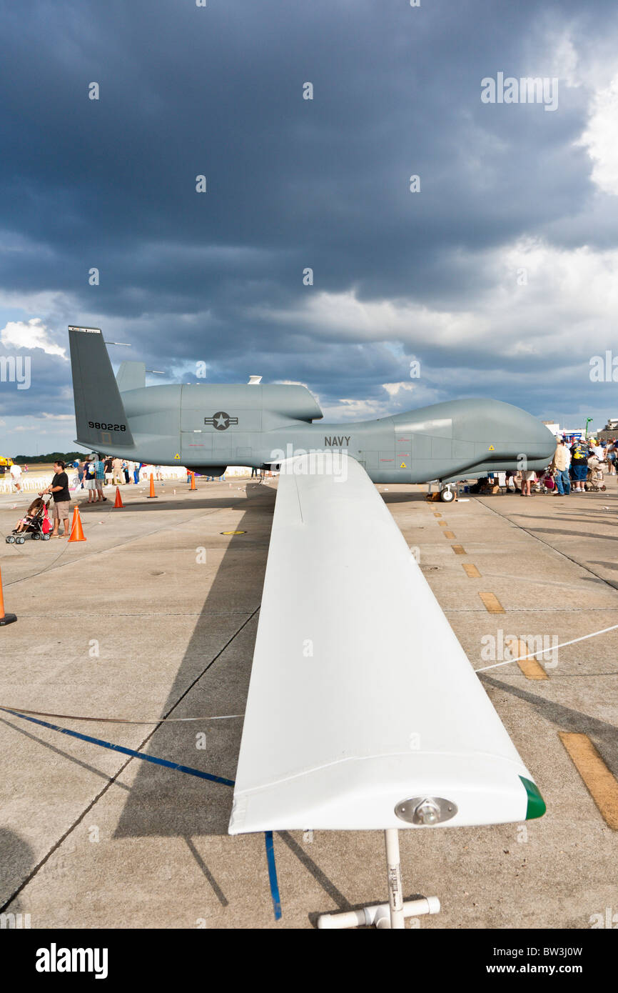 Northrop Grumman RQ-4 Global Hawk Unmanned Aerial Vehicle (UAV) at air show at NAS Jacksonville, Florida Stock Photo