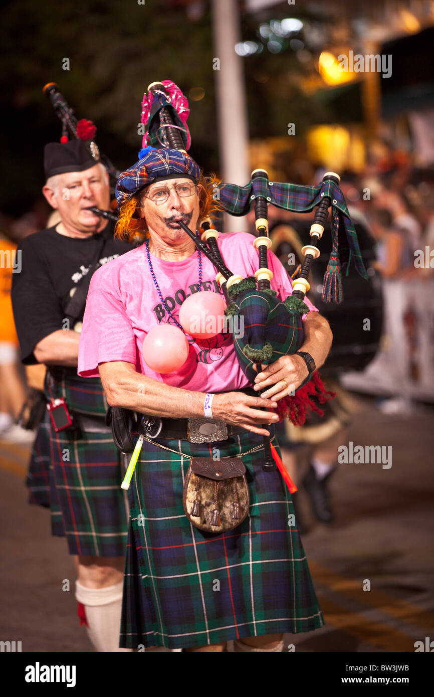 Costumed revelers during Fantasy Fest halloween parade in Key West