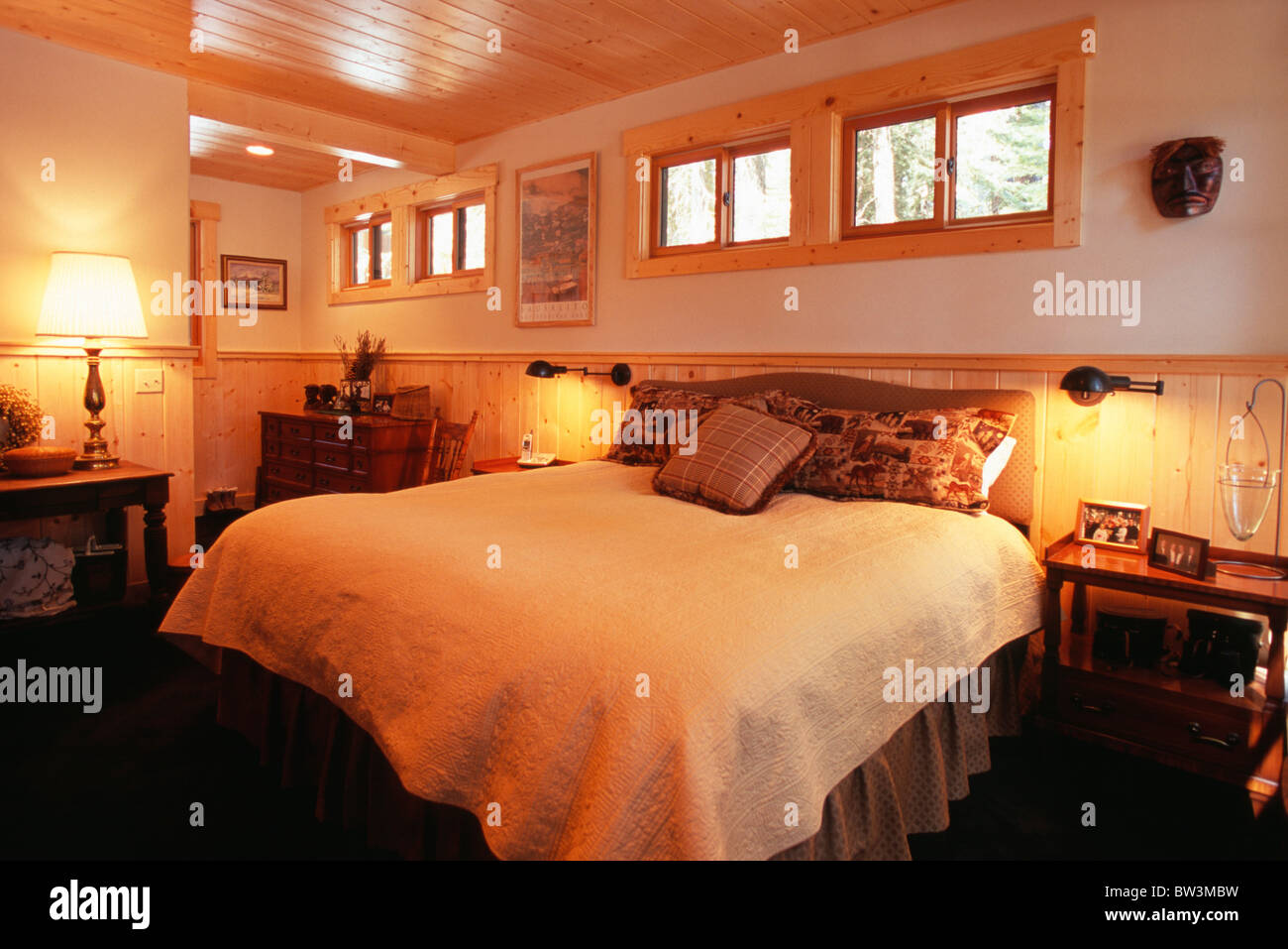 Bedroom in a home in California, USA. Stock Photo
