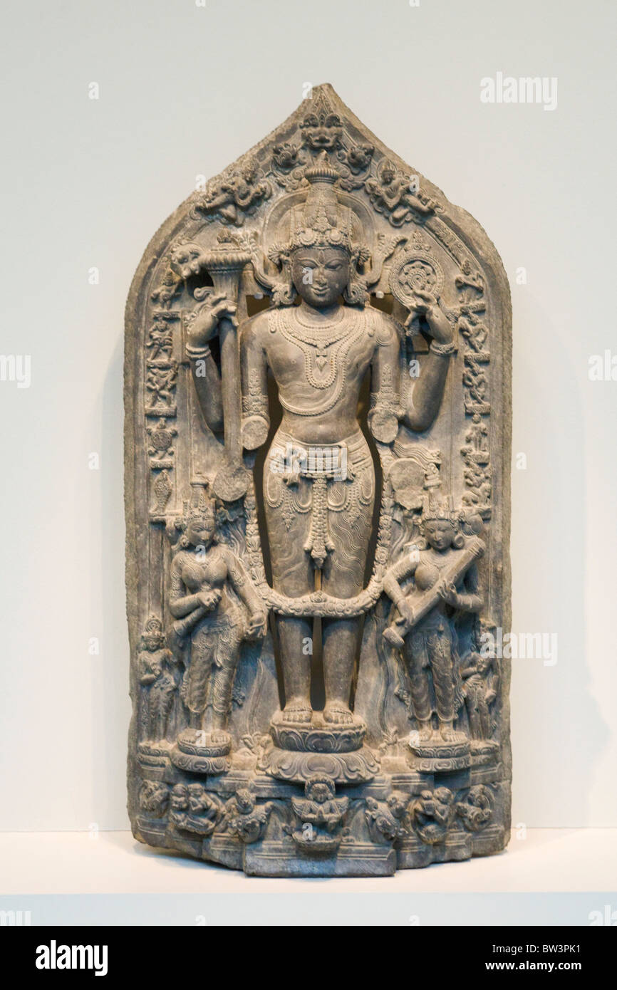 Vishnu with Avatars - Schist - Bangladesh, Dhaka district - 11th century Stock Photo