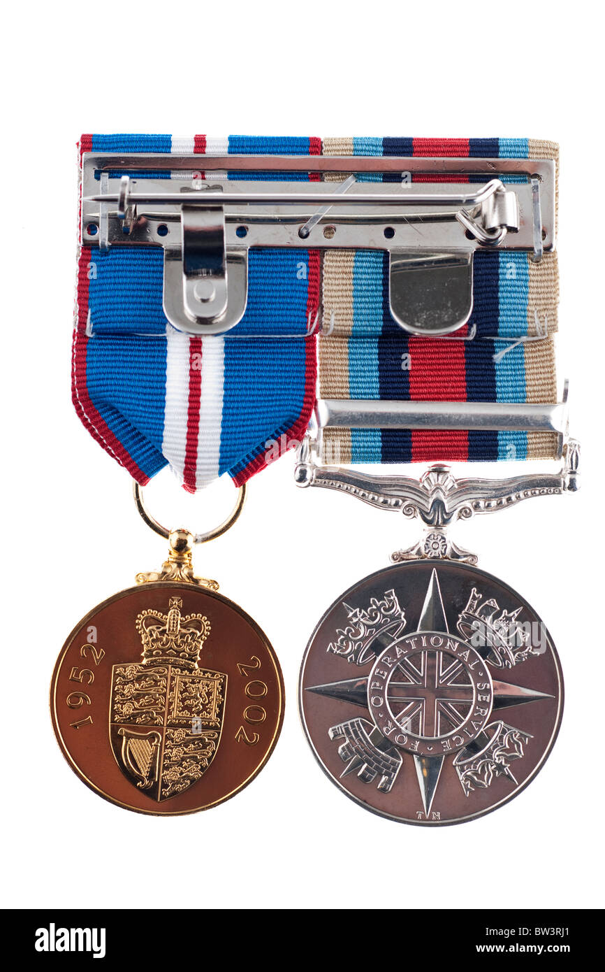 Queen's Golden Jubilee medal and OSM Operational Service Medal for Afghanistan Stock Photo