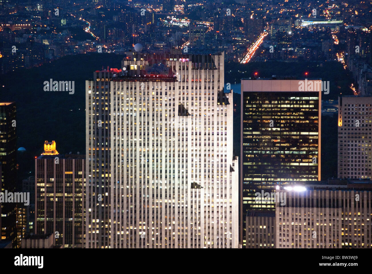 New York City by Night from the Empire State Building Stock Photo