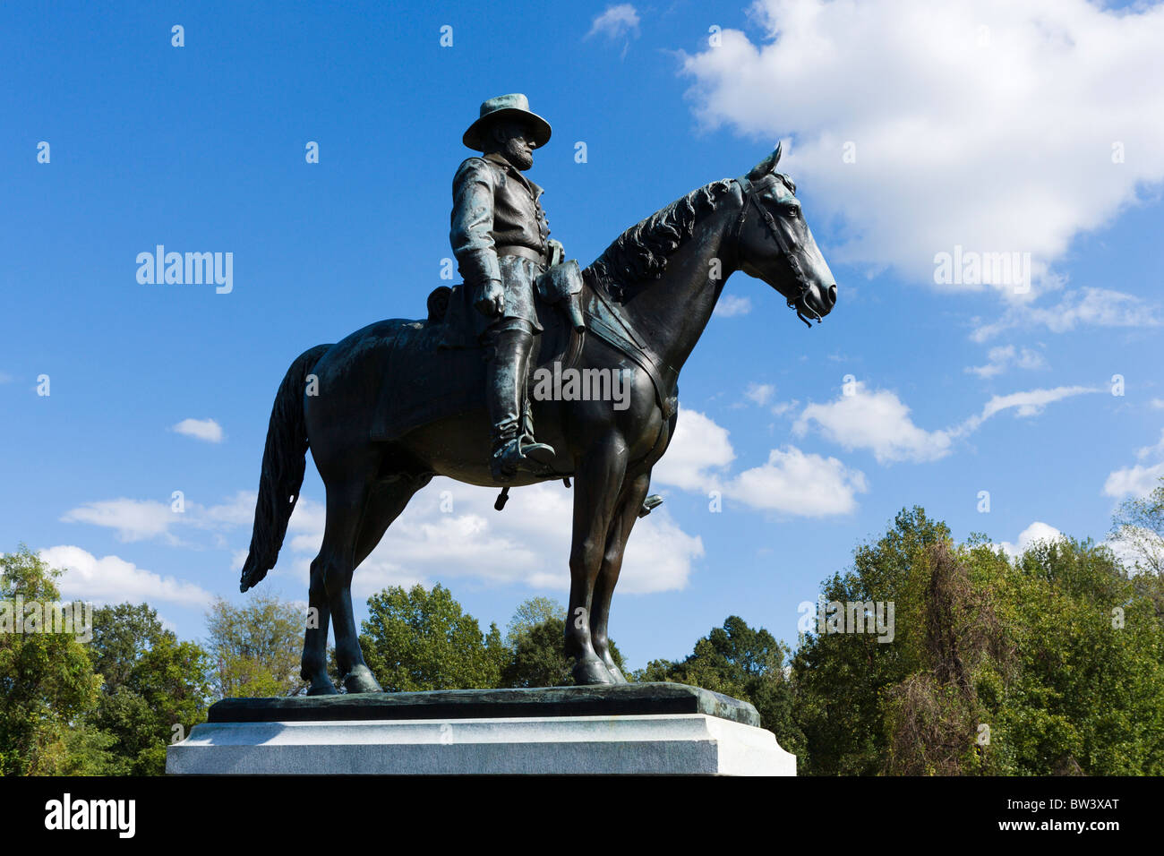 Statue of General Ulysses S Grant on horseback, Grant's Headquarters Area, Vicksburg National Military Park, Mississippi, USA Stock Photo