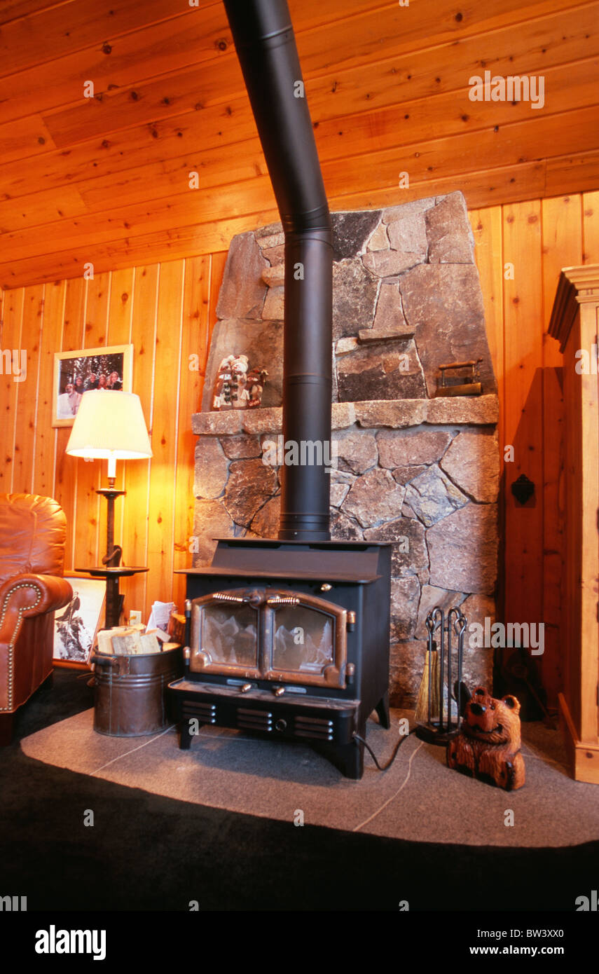 Woodstove Fireplace In Home California Usa Stock Photo 32663736