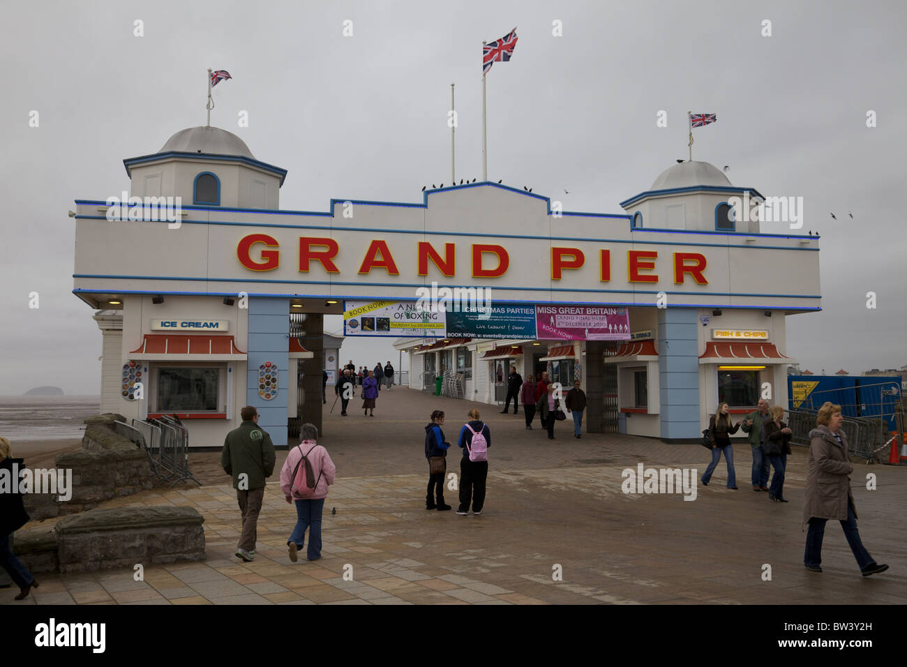The newly reopened Grand Pier in Weston Super Mare, Somerset, England Stock Photo