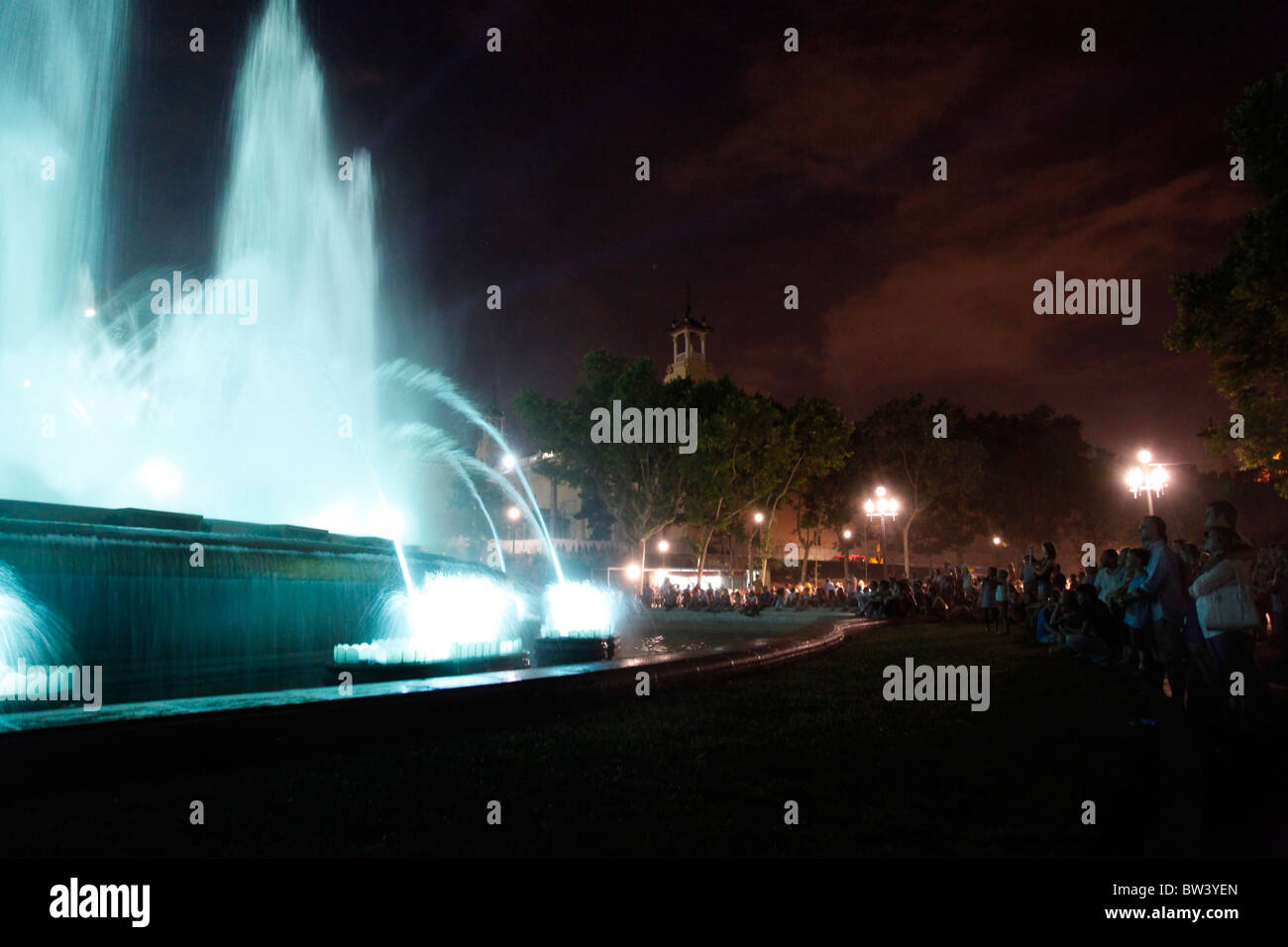 The Montjuic magic fountain in Barcelona combines lights and music in a