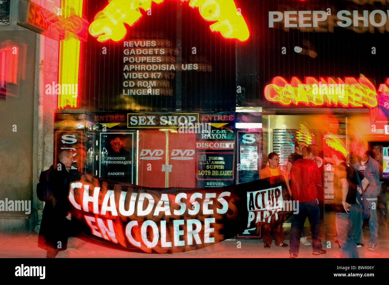 Paris, France - Group Aids Activists, Act Up Action Against Sex Club the  Sexodrome, in Pigalle, to Protest Lack of Safe Sex Materials. 1990's LGBT  Demonstration, activist protest Stock Photo - Alamy