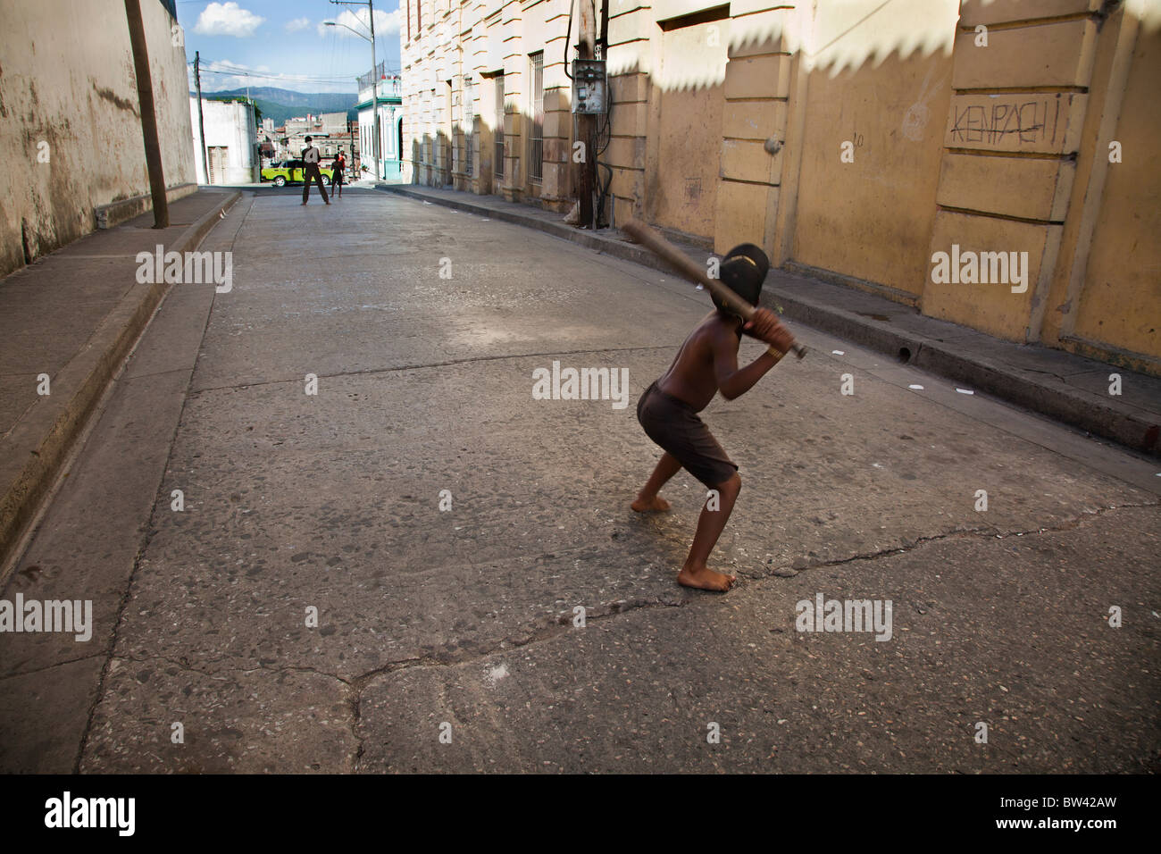 Children playing in the street, Havana, Cuba Stock Photo