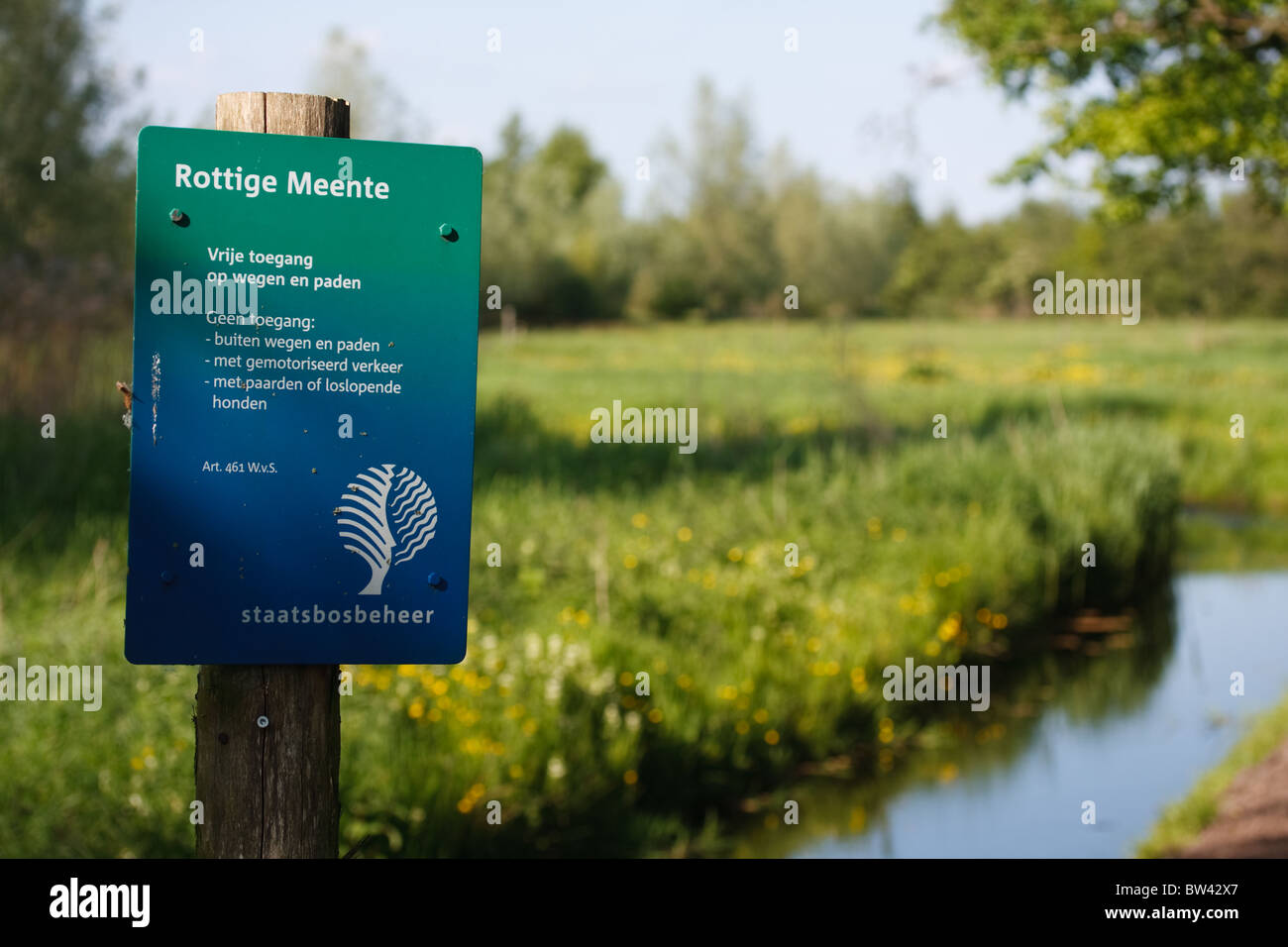 Entrance sign at Nature Reserve Rottige Meente Stock Photo