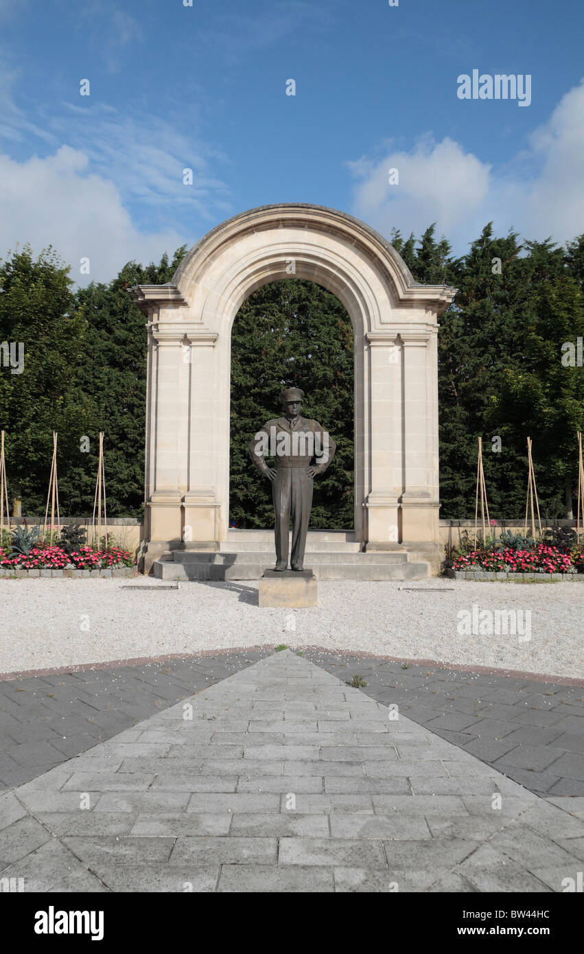 A bronze statue of General Dwight D Eisenhower, Bayeux, France. Stock Photo