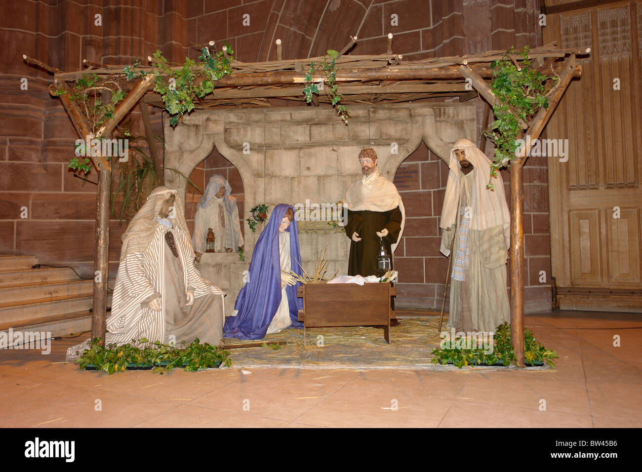The Nativity (Crib), The Liverpool Anglican Cathedral, Liverpool, Merseyside, Northwest England, United Kingdom Stock Photo