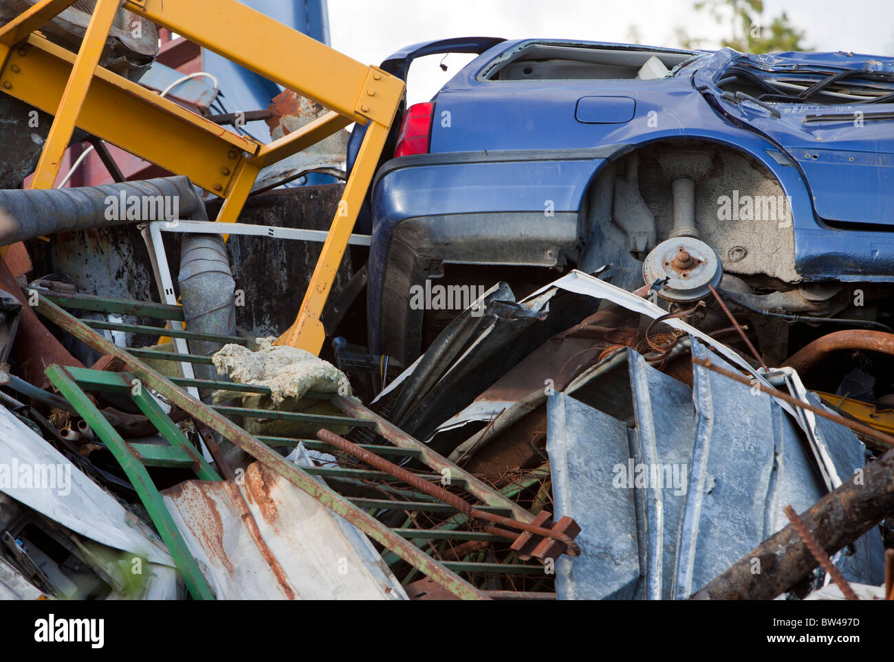 Pile of metal waiting for recycling , Finland Stock Photo