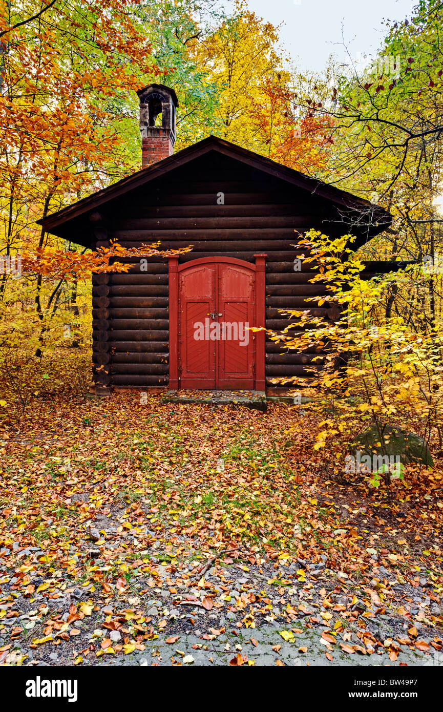 Log cabin in Glienicker Park, Berlin, Germany Stock Photo
