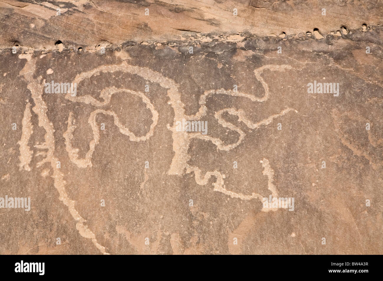 Possible depiction of an ancient map of the wadi system in Wadi Umm Salam, Eastern Desert of Egypt Stock Photo