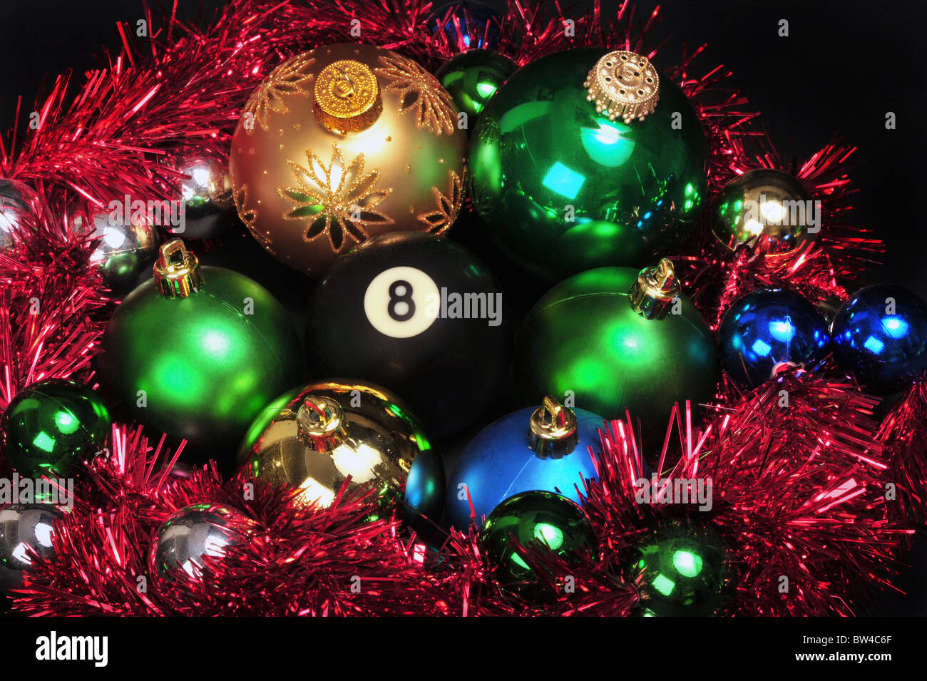 Christmas and the eight Ball. Stock Photo