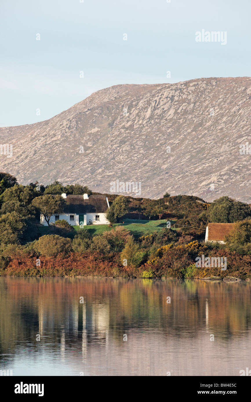 Pearse's Cottage (Teach an Phiarsaigh) near An Gort Mor, Connemara, County Galway, Connaught, Ireland. Stock Photo