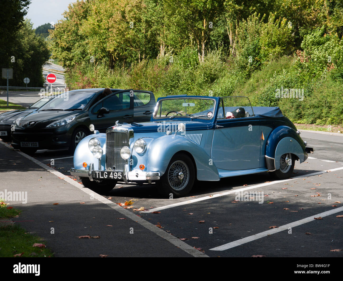 an Alvis tc 21drophead classic car parked for a rest in a l Stock Photo