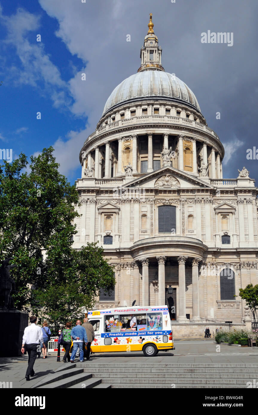 Commercial vehicle business van selling icecream parked outside St Pauls Cathedral City of London England UK Stock Photo