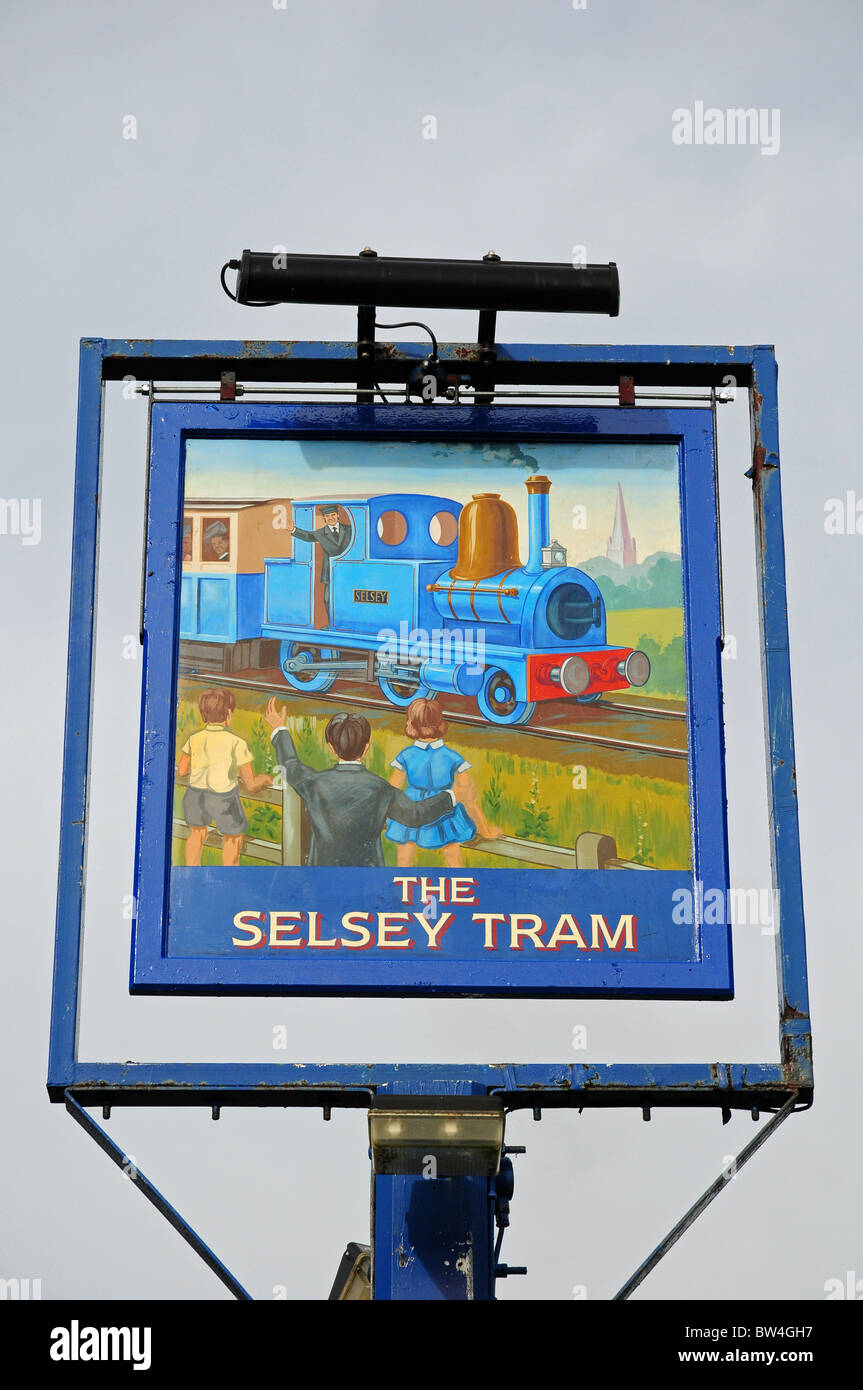 Sign for the Public House The Selsey Tram Chichester Stock Photo