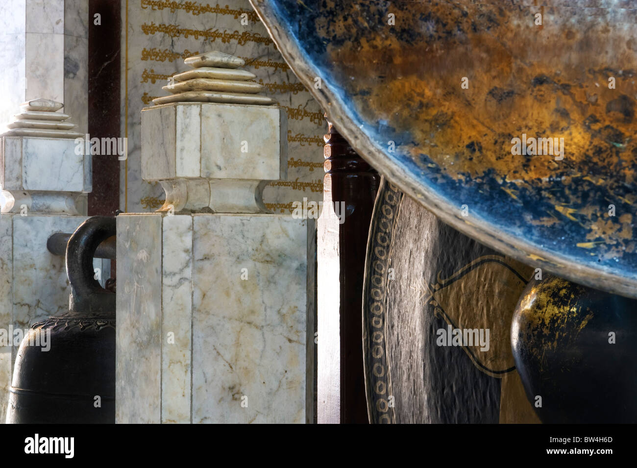 temple bell with two gongs in shrine Stock Photo