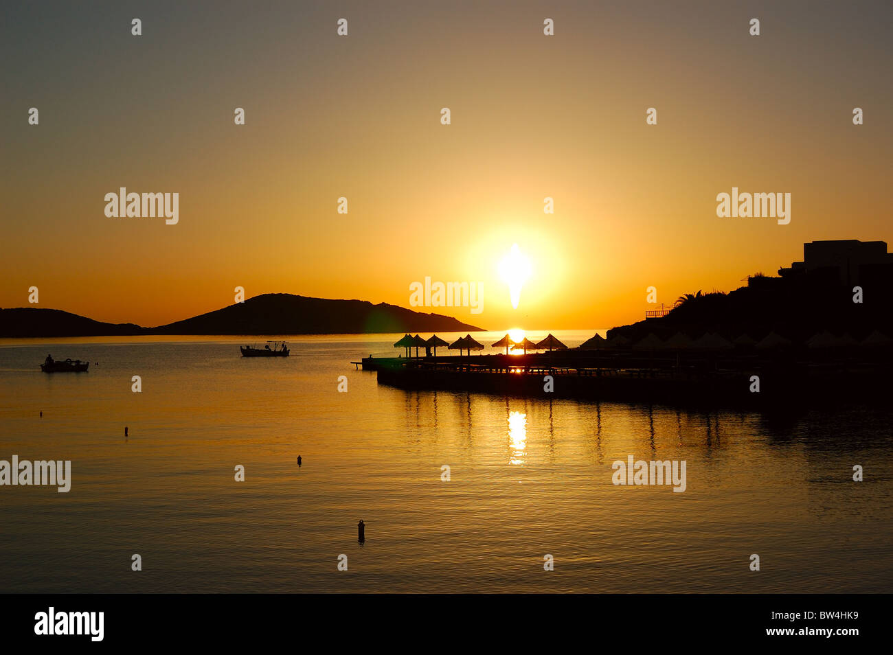 Sunrise at luxury resort, Crete, Greece Stock Photo
