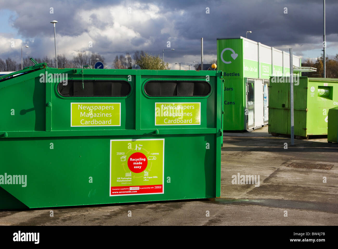 recycling centre tesco store car park england uk gb Stock Photo Alamy