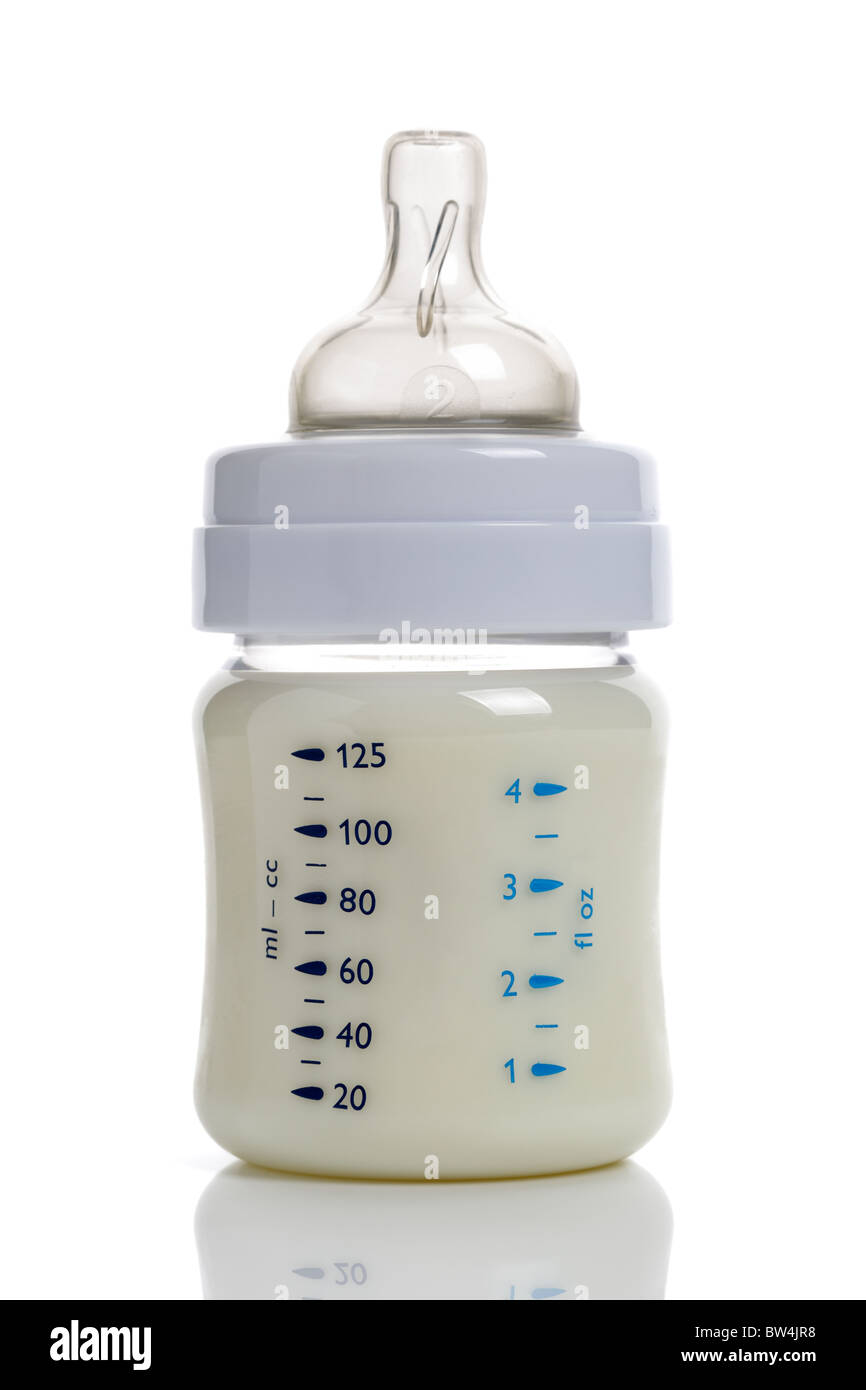 Milk in baby bottle Stock Photo