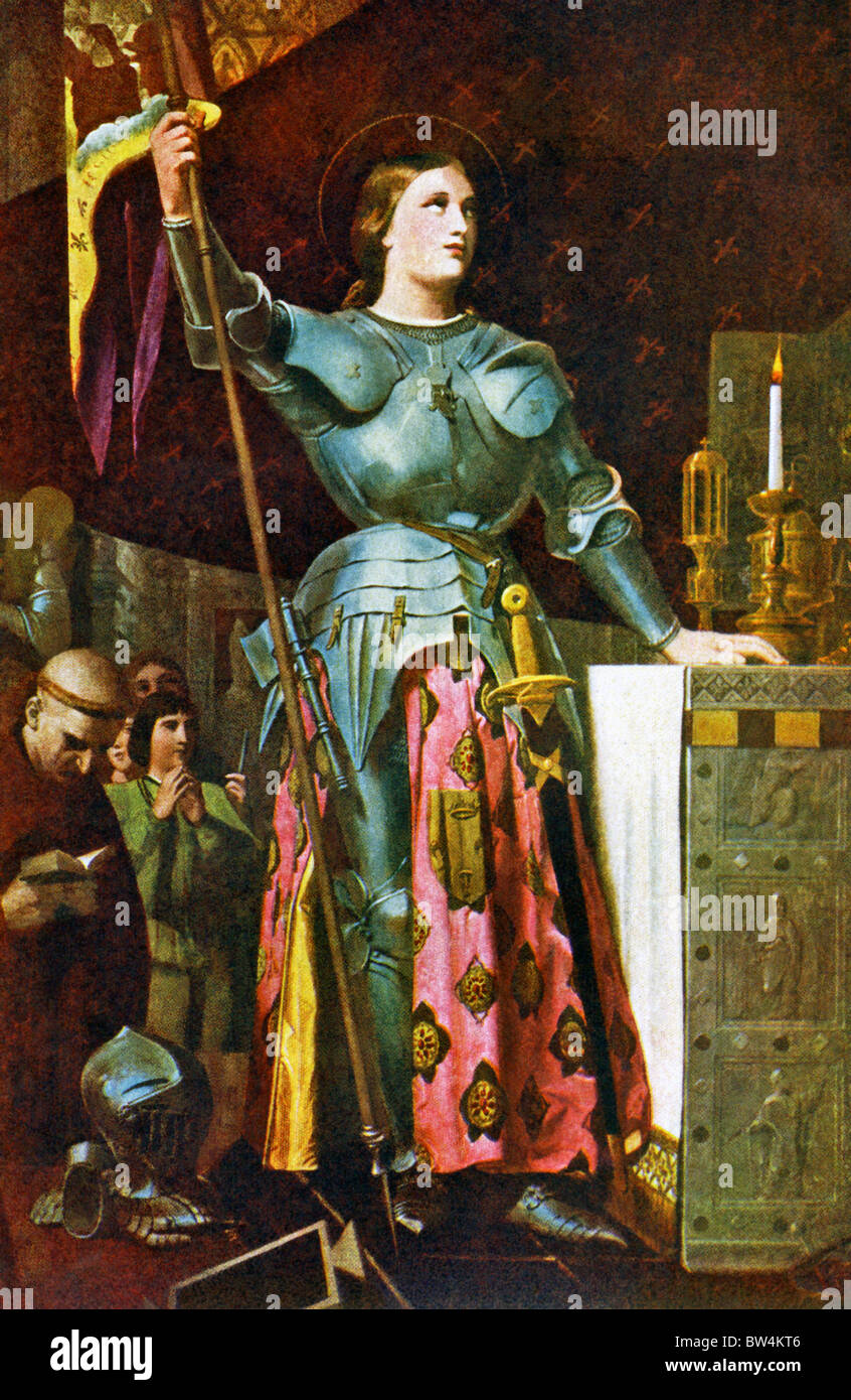 Joan of Arc (died 1431), a French saint and national heroine, led the French army to several victories against the English. Stock Photo