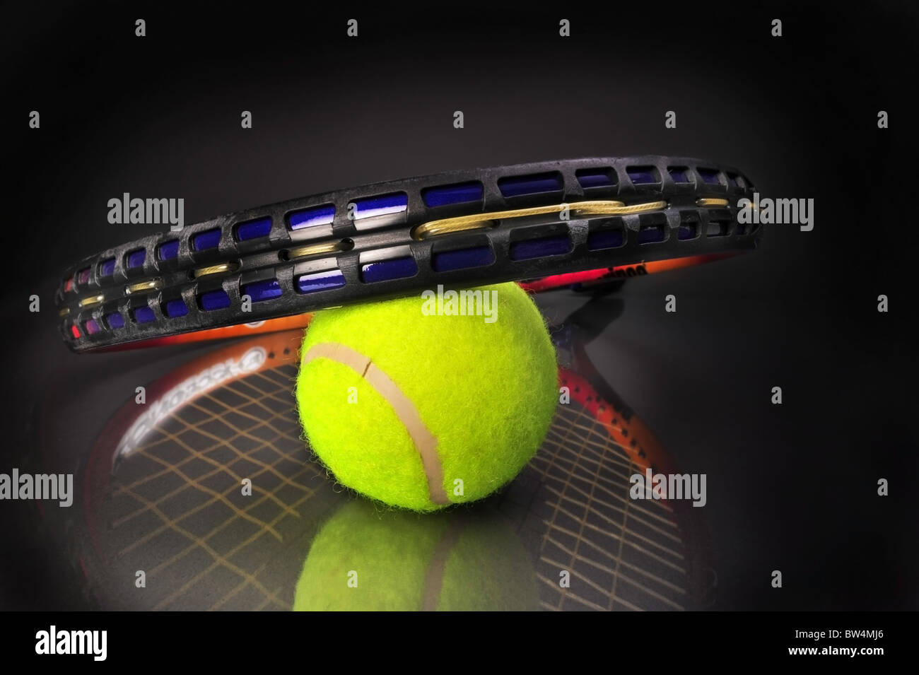 Yellow Tennis ball and Racket Stock Photo Alamy