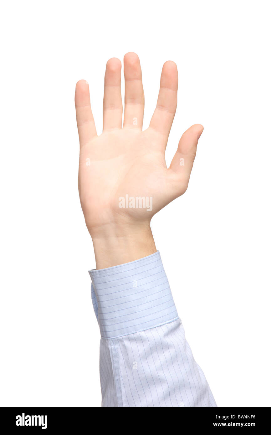 A view of a raised hand Stock Photo