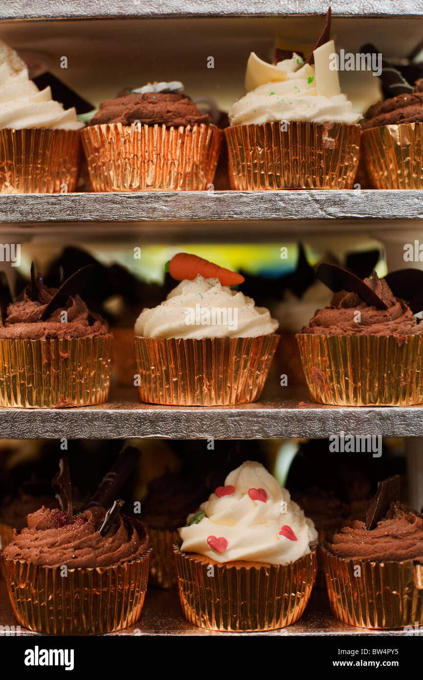Ornately iced cupcakes for sale at the Cake Shop at the Oxford Covered Market Stock Photo Alamy