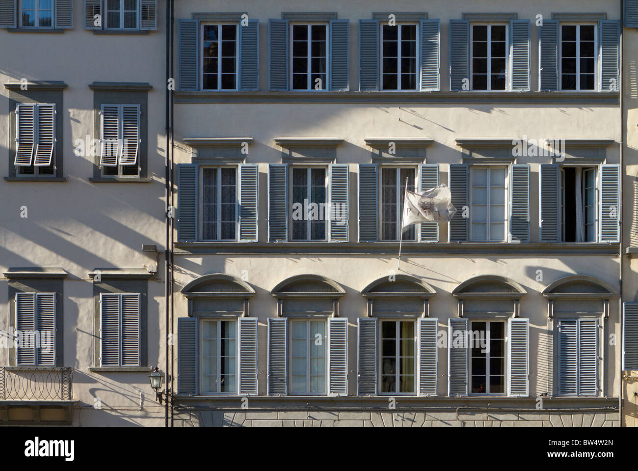 Louvred shutters on windows, opposite the Piiti Palace, Florence Stock Photo