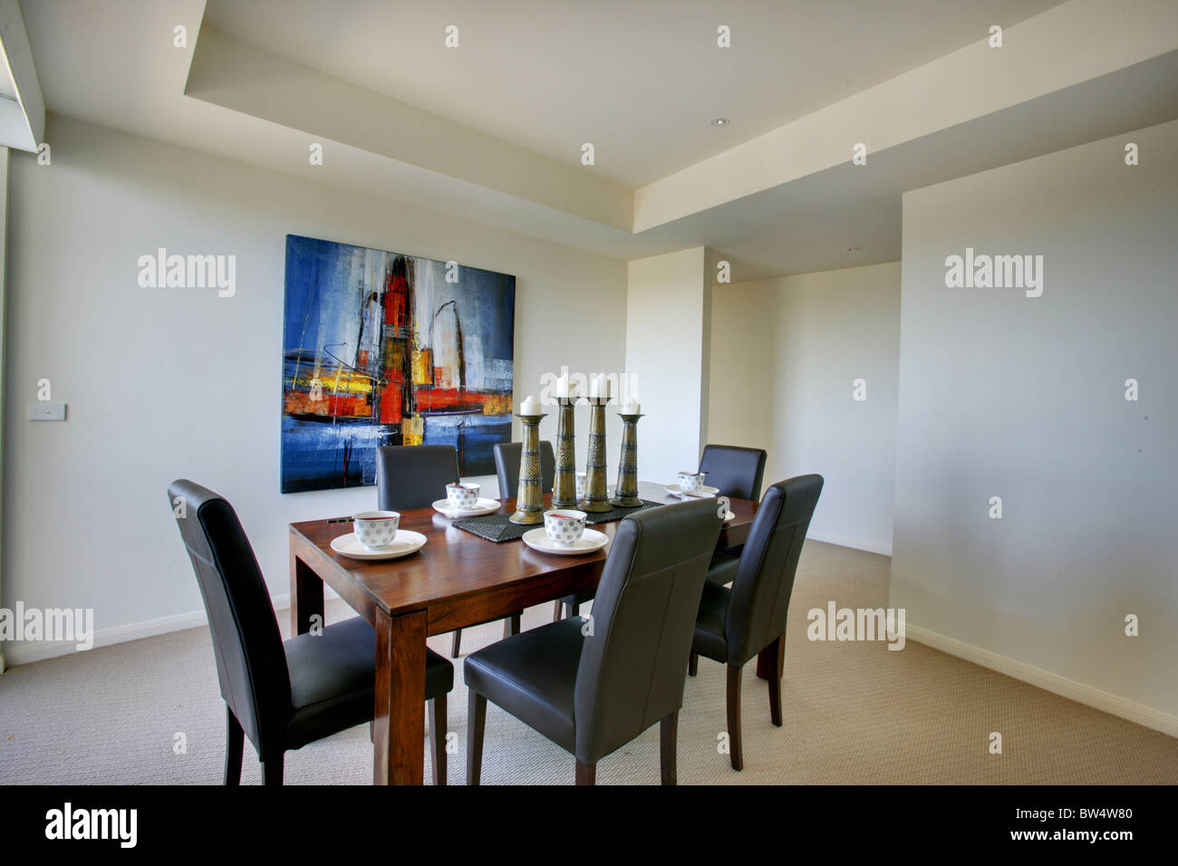 Image showcasing A dining room in a modern penthouse Stock Photo - Alamy