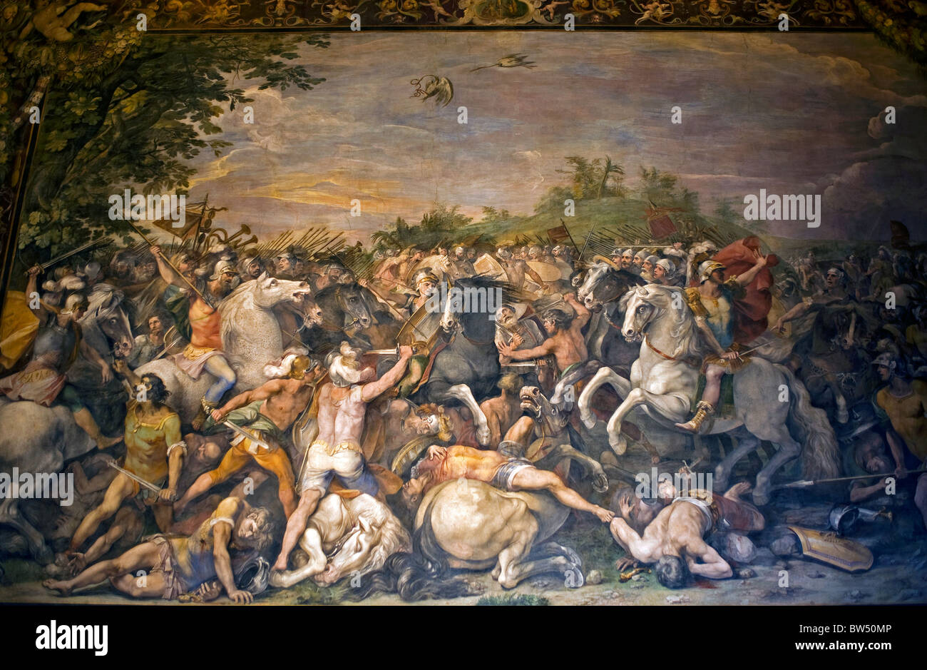 'Battle of Tullus Hostilius against the Veientes and the Fidenates' fresco by Cavalier d'Arpino, Capitoline Museums, Rome, Italy Stock Photo