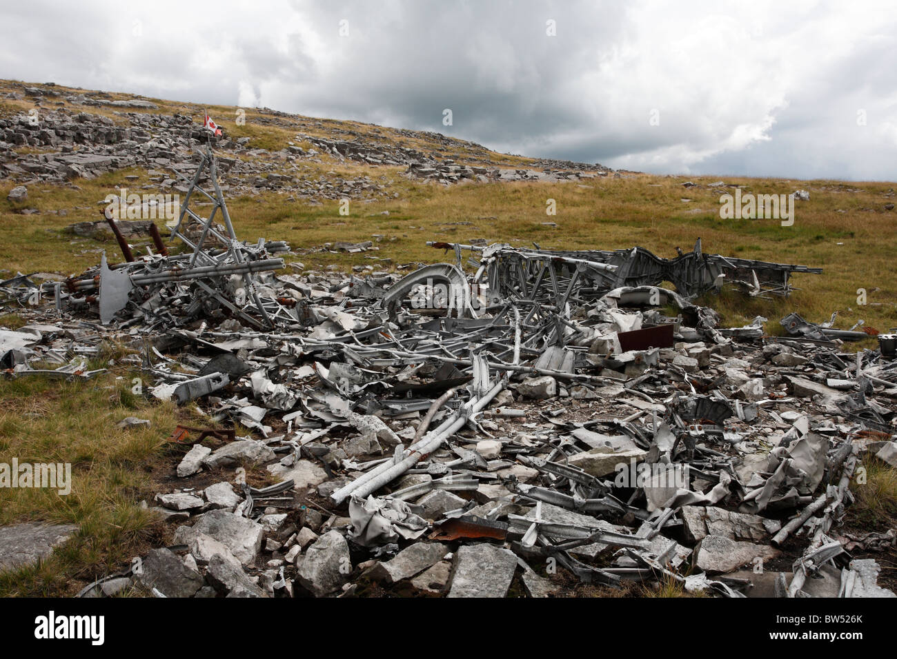 Wellington Bomber Crash Site, Black Mountain, Brecon Beacons, Wales, UK Stock Photo
