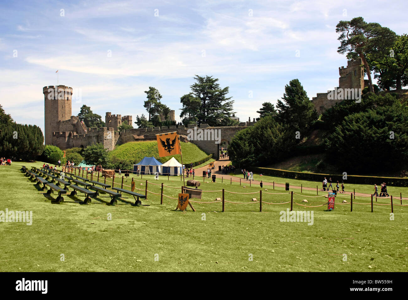The Knights battle training ground on Pageant Field at Warwick Castle ...