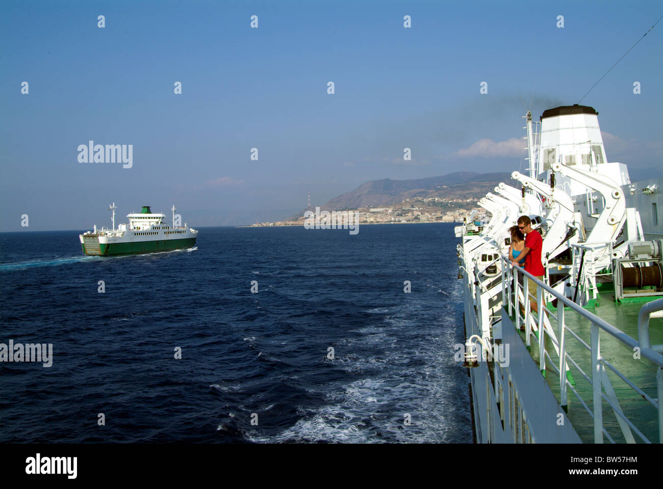 Calabria to Sicily Ferry, Messina Straits Stock Photo Alamy