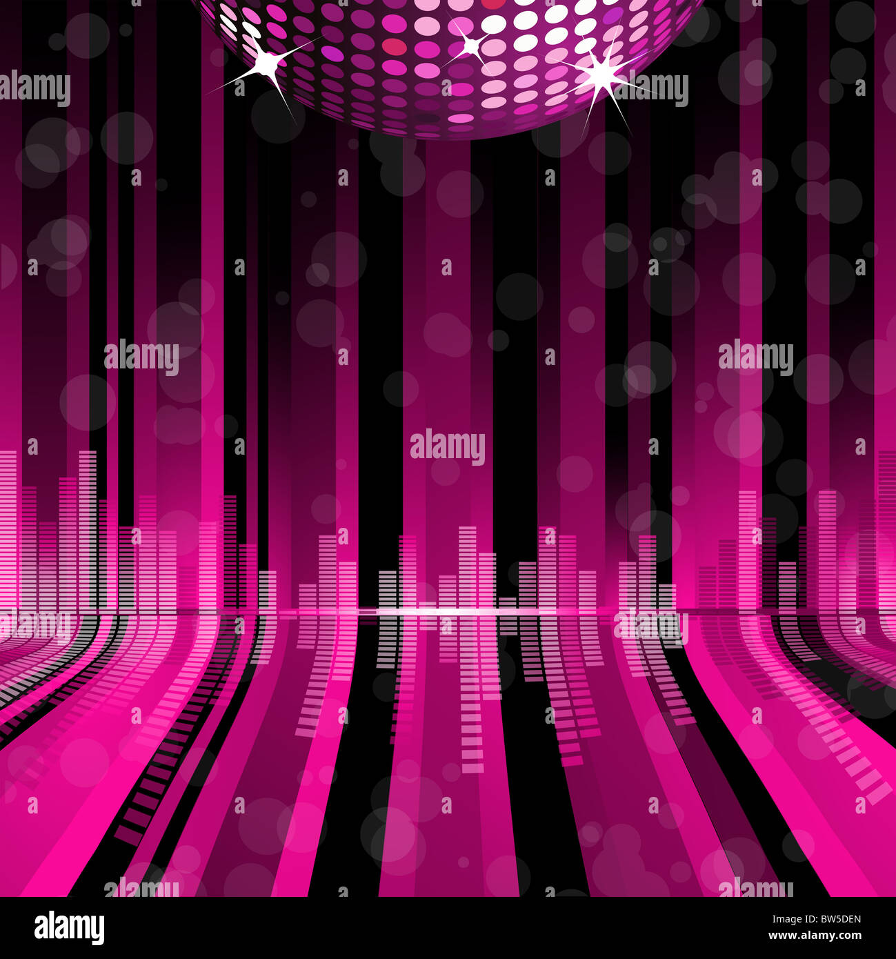 Sparkling pink disco ball on a striped background Stock Photo - Alamy