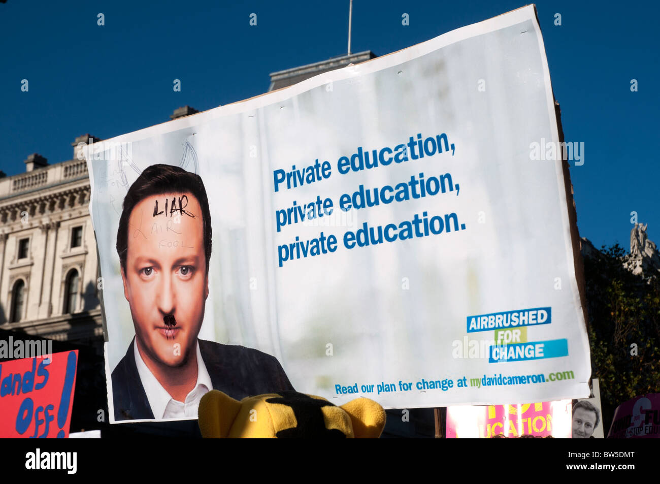 Students demonstrate against proposed increase in tuition fees. Banner ...