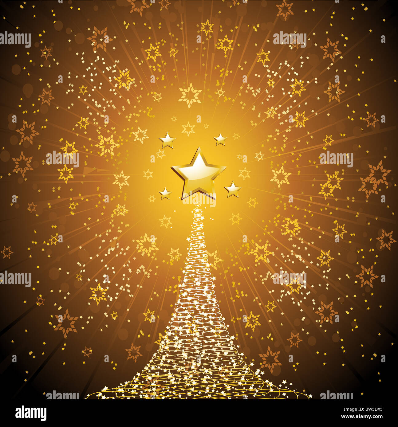 sparkling gold wire Christmas tree with gold star Stock Photo - Alamy