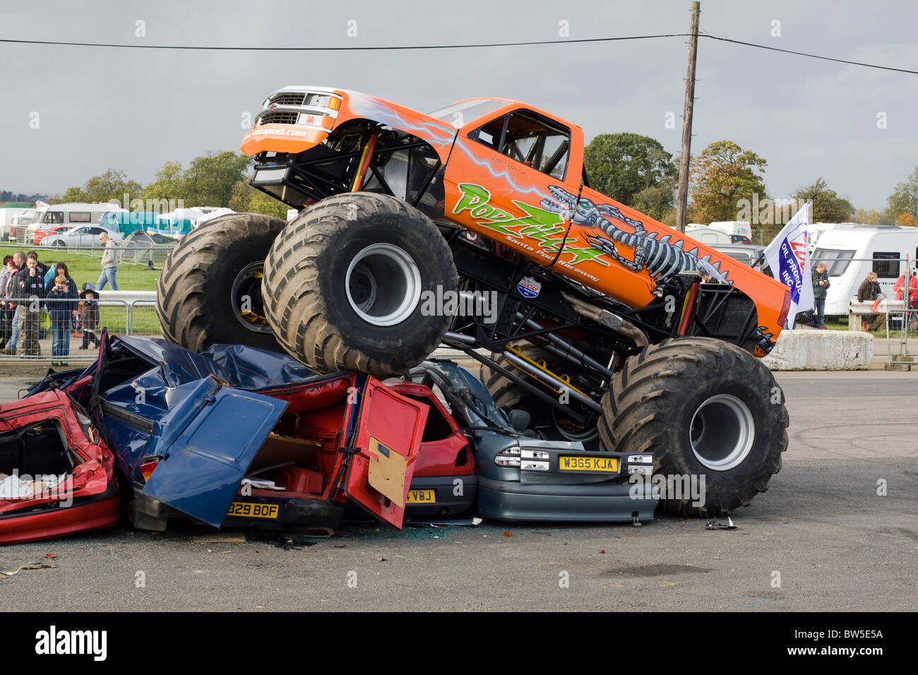 Monster trucks at Santa pod Raceway England Stock Photo Alamy