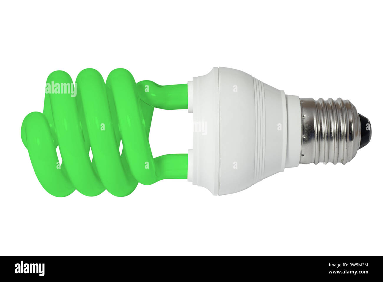 Energy saving fluorescent light bulb (CFL). Isolated on white ...