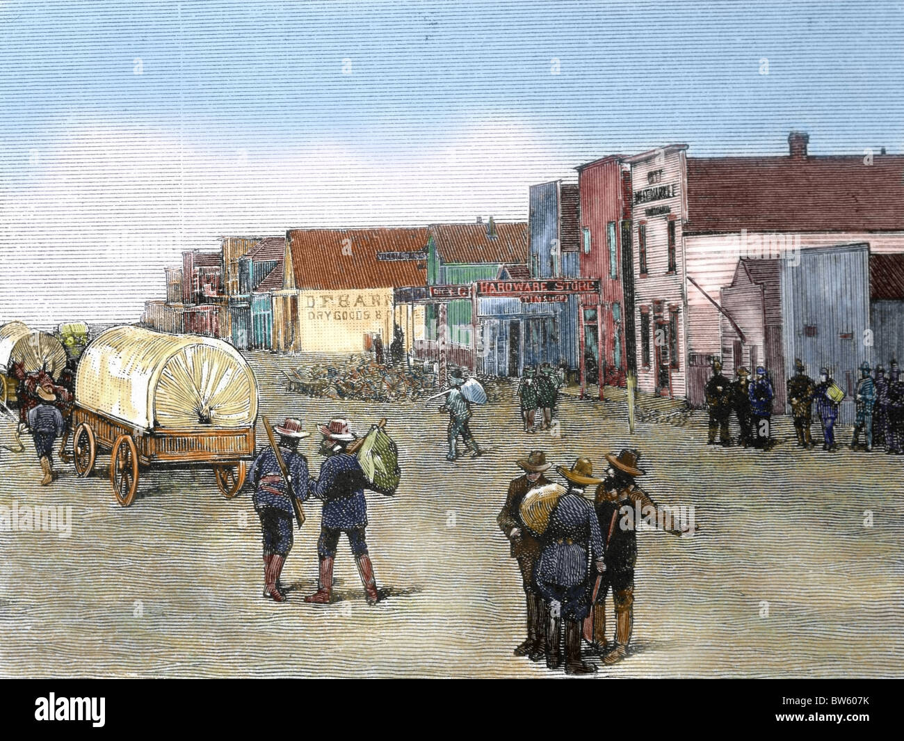 United States. Purcell. Oklahoma. Main Street after the land rush, 1889