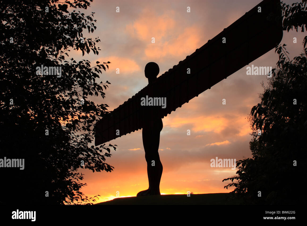 The landmark Angel of the North statue taken at sunset near Newcastle