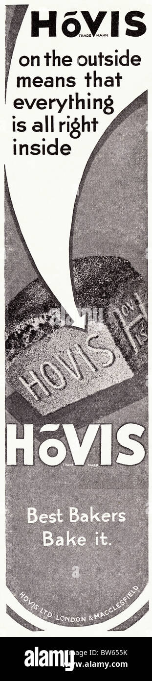 Advertisement for Hovis bread in English magazine dated 1928 Stock Photo