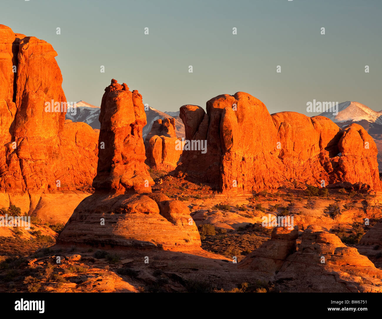 looking into the Windows Section from the Garden of Eden, Arches National Park, Utah Stock Photo