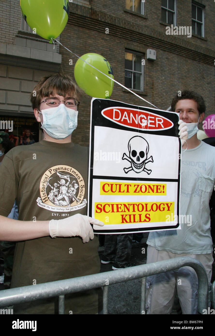 Anonymous Group Protests Outside Church of Scientology Stock Photo