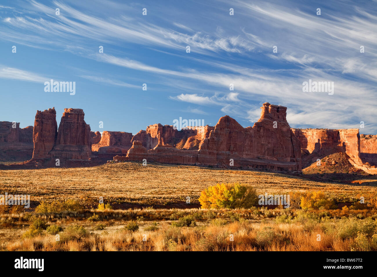Courthouse Towers, Arches National Park, Utah Stock Photo