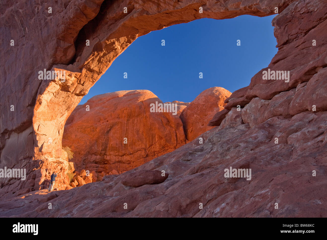 photographer in North Window, Arches National Park, Utah Stock Photo